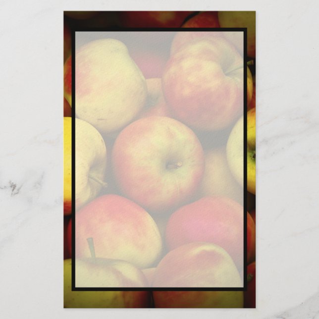Photo of a Bushel Of Yellow and Red Apples Stationery (Front)