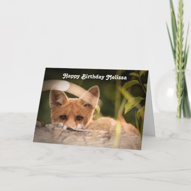 Photo of a Cute Little Fox Birthday Card (Front)