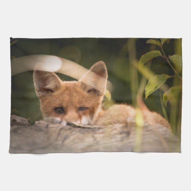 Photo of a Cute Little Fox Tea Towel (Horizontal)