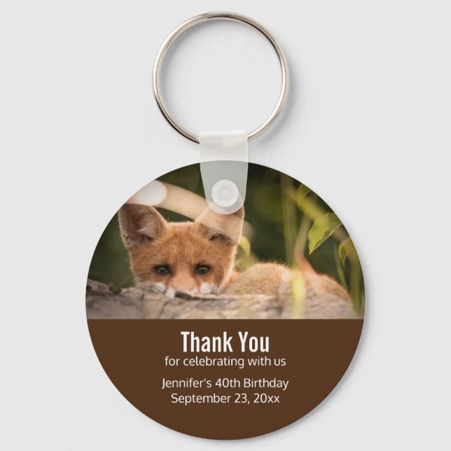 Photo of a Cute Little Orange Fox Favour Key Ring (Front)