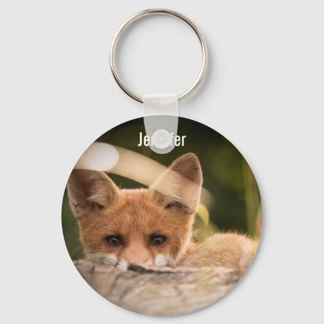 Photo of a Cute Little Orange Fox Key Ring (Front)