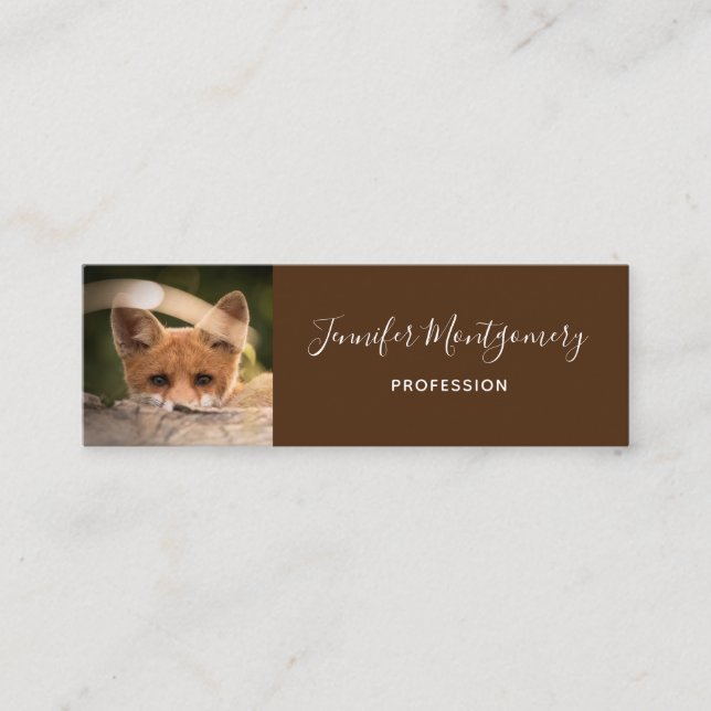 Photo of a Cute Little Orange Fox Mini Business Card (Front)
