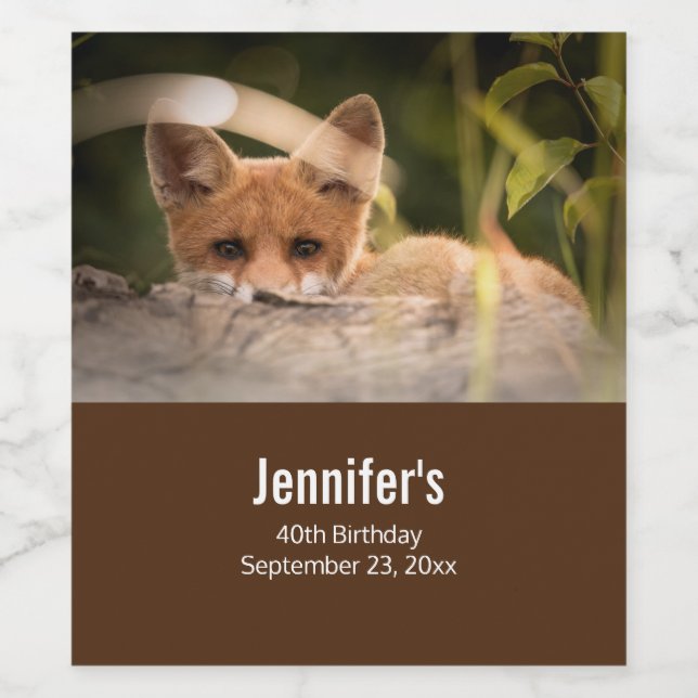 Photo of a Cute Little Orange Fox Wine Label (Single Label)