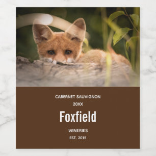 Photo of a Cute Little Orange Fox Wine Making Wine Label