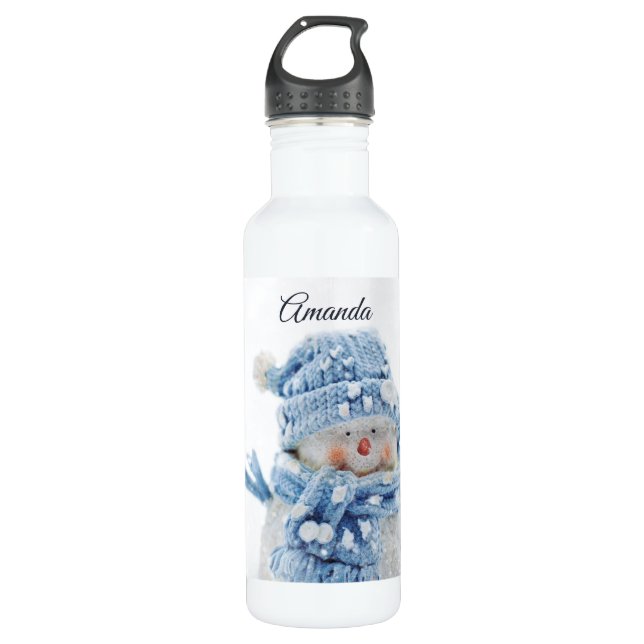 Photo of a Cute Snowman in Winter - Christmas 710 Ml Water Bottle (Front)