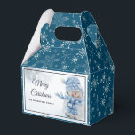Photo of a Cute Snowman in Winter - Christmas Favour Box<br><div class="desc">A tiny favour box with a cute photograph of a little snowman. Standing outside in the winter with snow falling all around. This cute little guy is dressed up in blue knitted hat and scarf.</div>