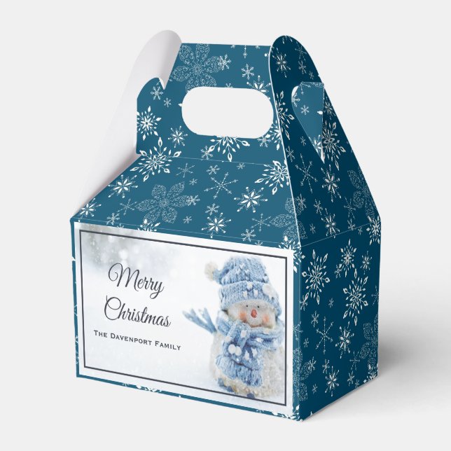 Photo of a Cute Snowman in Winter - Christmas Favour Box (Front Side)