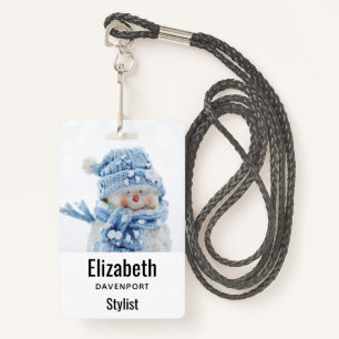 Photo of a Cute Snowman in Winter - Christmas ID Badge