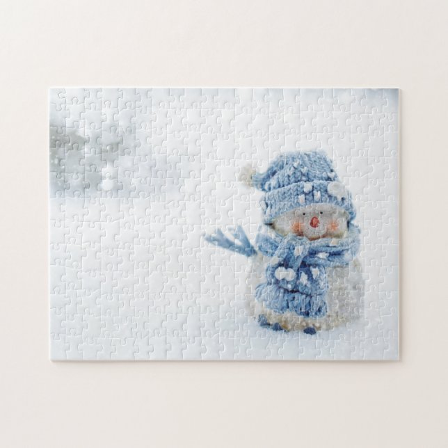Photo of a Cute Snowman in Winter - Christmas Jigsaw Puzzle (Horizontal)