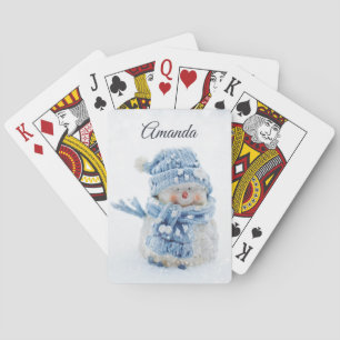 Photo of a Cute Snowman in Winter - Christmas Playing Cards