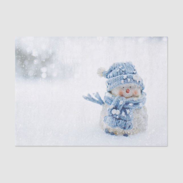 Photo of a Cute Snowman in Winter - Christmas Tissue Paper (Front)
