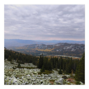 photo of a mountainous autumn forest, mountains, p poster