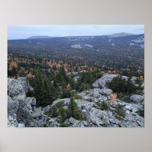 photo of a mountainous autumn forest, mountains, p poster