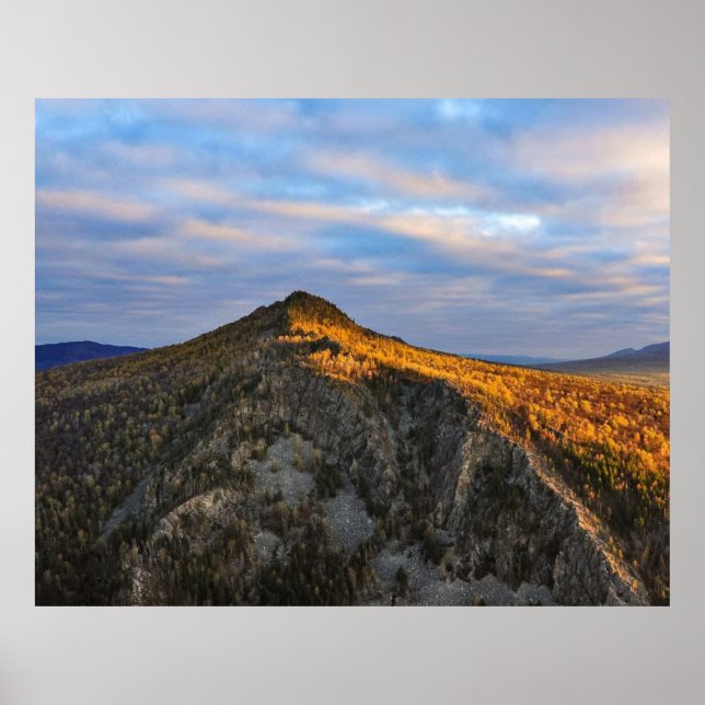 photo of a mountainous autumn forest, mountains, p poster (Front)