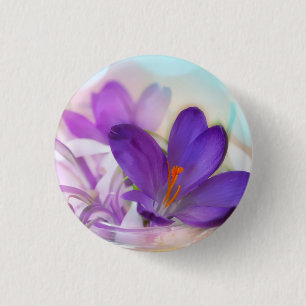 Photo of a Pretty Purple Spring Crocus 3 Cm Round Badge