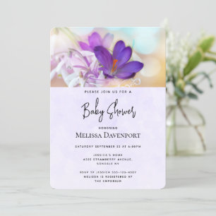 Photo of a Pretty Purple Spring Crocus Baby Shower Invitation