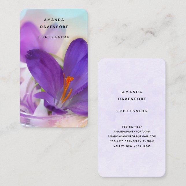 Photo of a Pretty Purple Spring Crocus Business Card (Front/Back)
