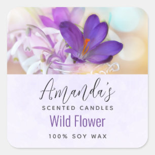 Photo of a Pretty Purple Spring Crocus Candle Biz Square Sticker