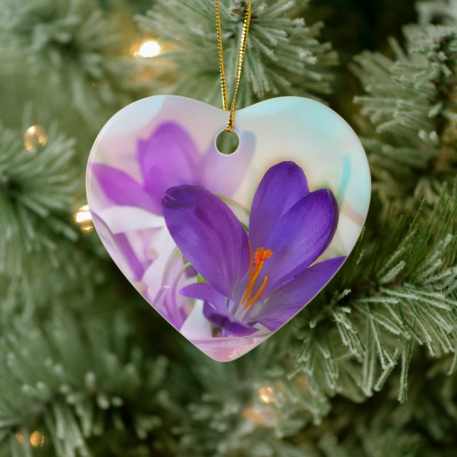 Photo of a Pretty Purple Spring Crocus Ceramic Tree Decoration (Tree)