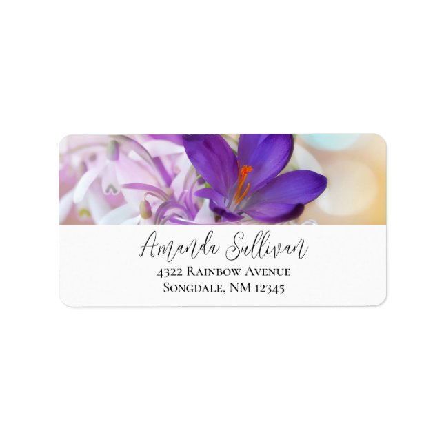 Photo of a Pretty Purple Spring Crocus Label (Front)