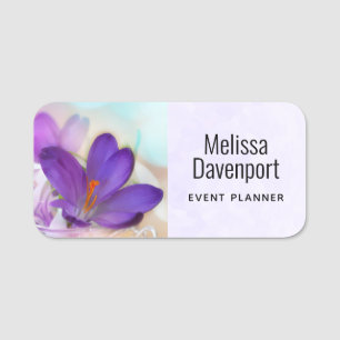 Photo of a Pretty Purple Spring Crocus Name Tag