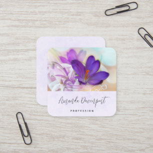 Photo of a Pretty Purple Spring Crocus Square Business Card