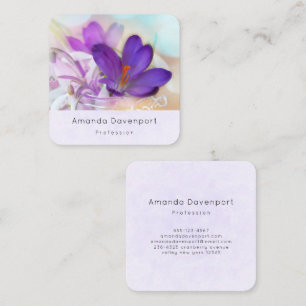 Photo of a Pretty Purple Spring Crocus Square Business Card