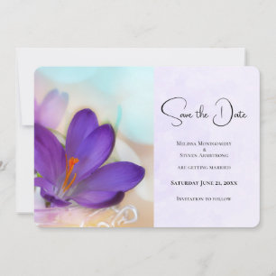 Photo of a Pretty Purple Spring Crocus Wedding Save The Date