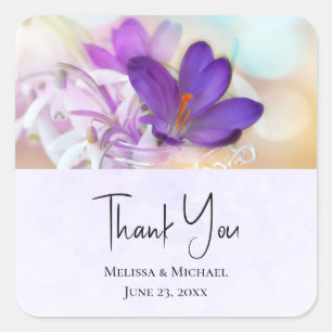 Photo of a Pretty Purple Spring Crocus Wedding Square Sticker