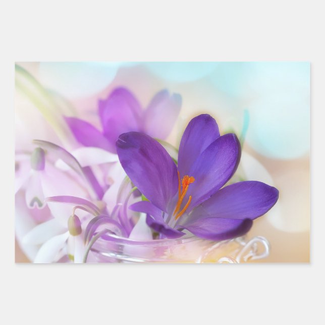 Photo of a Pretty Purple Spring Crocus Wrapping Paper Sheet (Front)