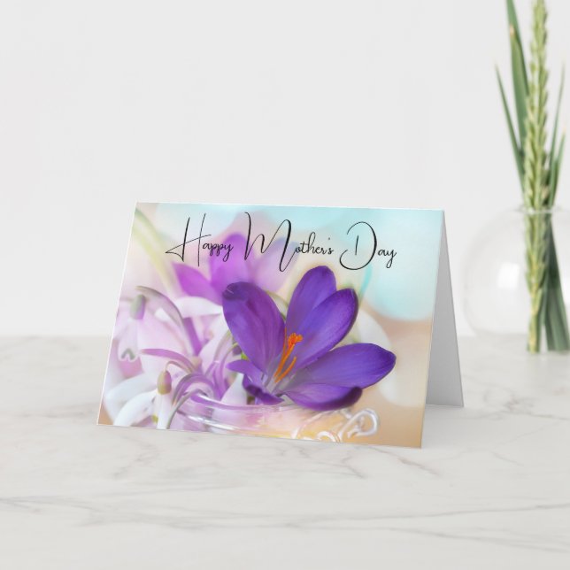 Photo of a Purple Spring Crocus Mother's Day Card (Front)