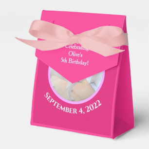 Photo of Adorable Puppy Dog Wearing Hot Pink Scarf Favour Box