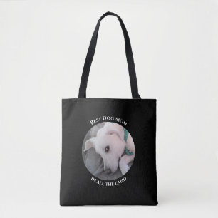 Photo of Adorable White Puppy Dog Best Mum Black Tote Bag
