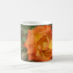 Photo of an orange rose and rosebuds coffee mug