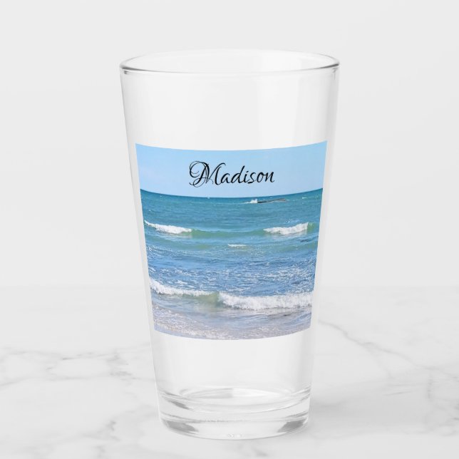 Photo of Atlantic Ocean Custom Name Glass (Front)