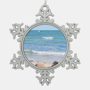 Photo of Atlantic Ocean Holiday Snowflake Pewter Christmas Ornament