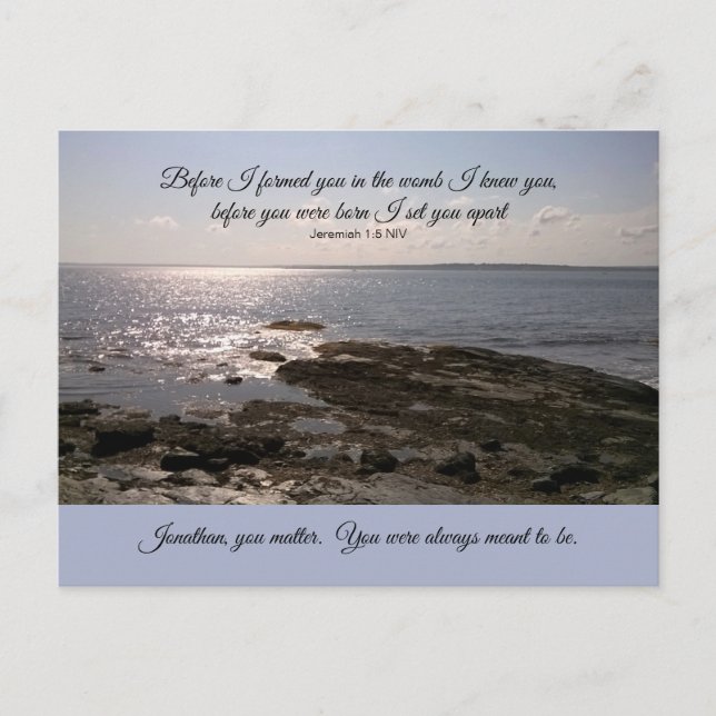 Photo of Atlantic Ocean Jeremiah 1:5 Bible Verse Postcard (Front)