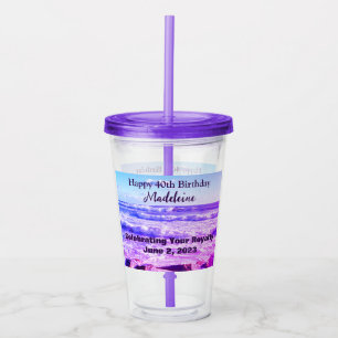 Photo of Atlantic Ocean Waves 40th Birthday Purple Acrylic Tumbler