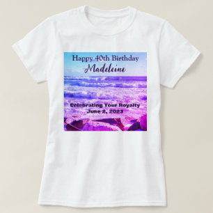 Photo of Atlantic Ocean Waves 40th Birthday Purple T-Shirt