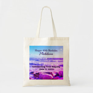 Photo of Atlantic Ocean Waves 40th Birthday Purple Tote Bag