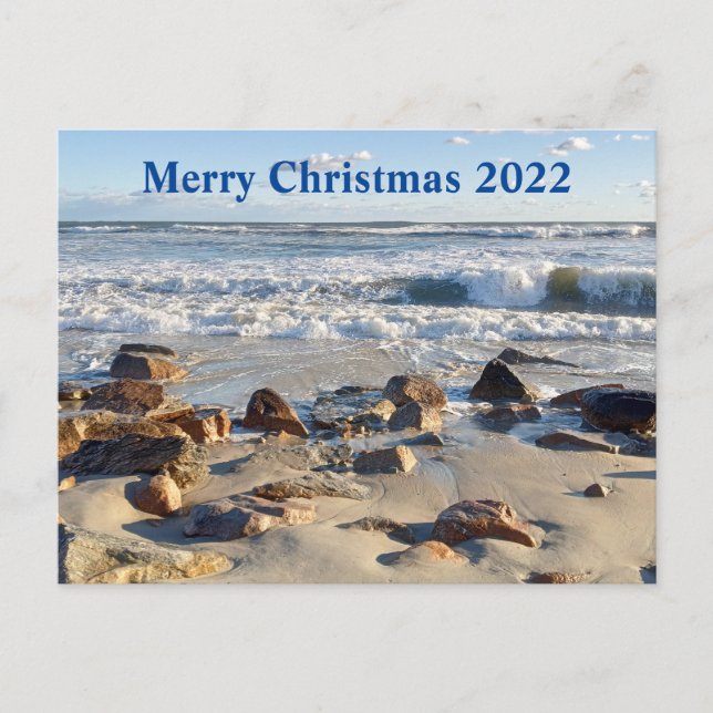 Photo of Atlantic Ocean Waves Christmas Holiday Postcard (Front)