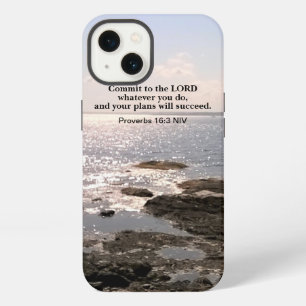 Photo of Atlantic Ocean With Bible Success Verse iPhone 13 Case