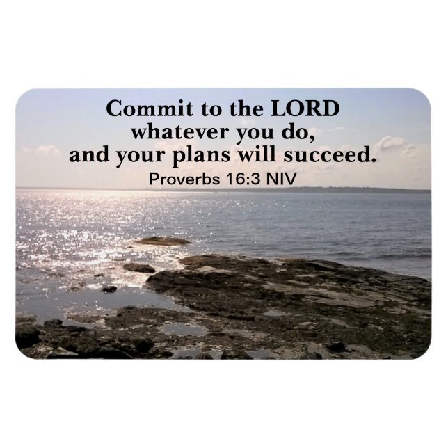 Photo of Atlantic Ocean With Bible Success Verse Magnet (Horizontal)