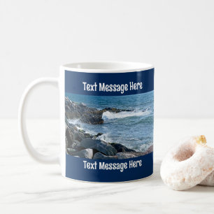 Photo of Atlantic Ocean with Waves Crashing Blue Coffee Mug
