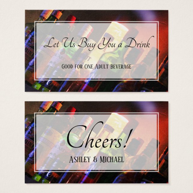 Photo of Bar Bottles Wedding & Event Drink Tickets (Front & Back)