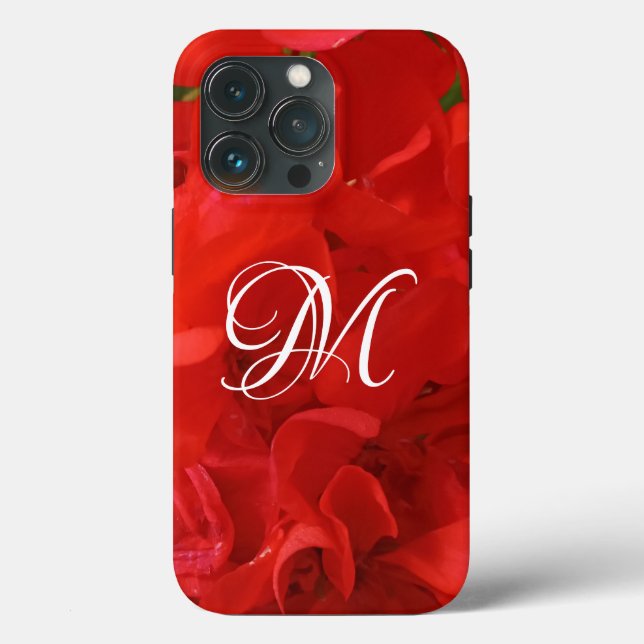 Photo of Beautiful Bright Red Geranium Floral Case-Mate iPhone Case (Back)