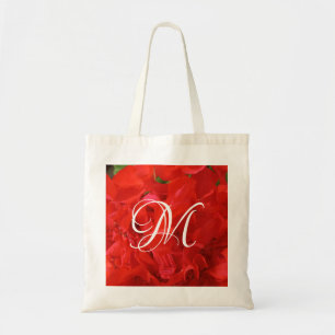 Photo of Beautiful Red Geranium Floral Initial Tote Bag