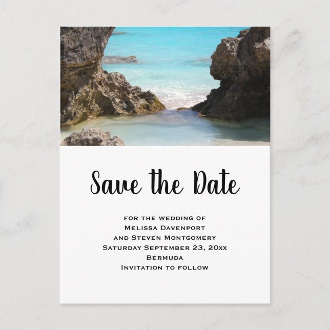 Photo of Bermuda Coast Tropical Sea Save the Date Invitation Postcard (Front)