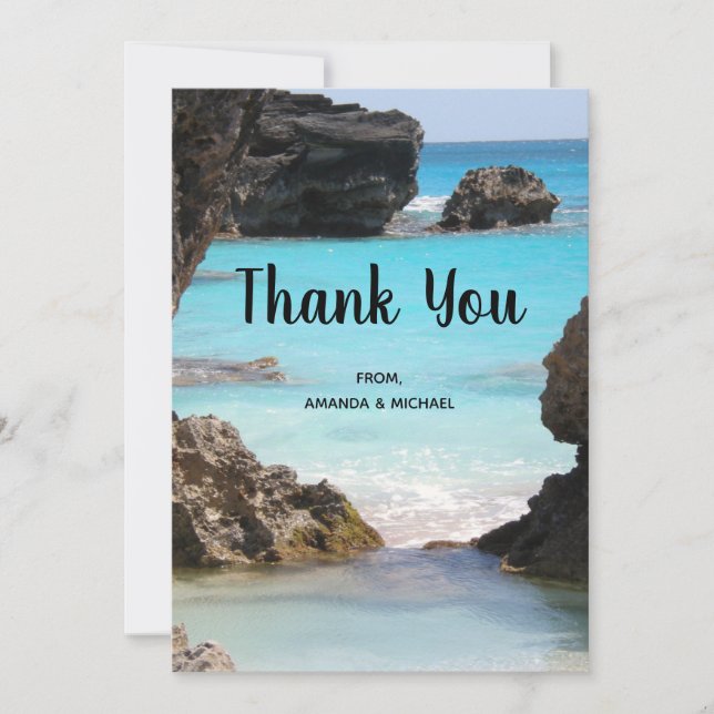 Photo of Bermuda Coast & Tropical Sea Thank You Card (Front)
