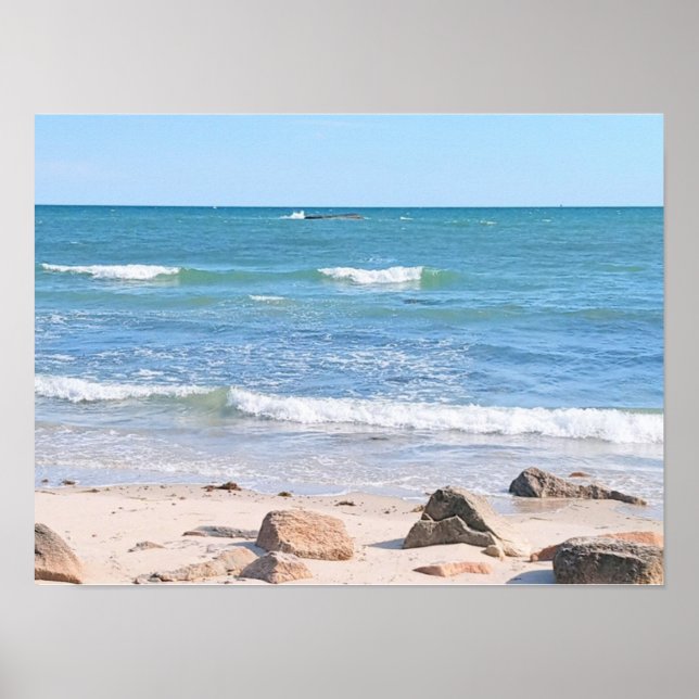 Photo of Blue Atlantic Ocean Shore Poster (Front)